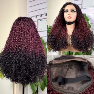 Ombre 5x5 Glueless Double Drawn Pissy Curl Transparent Lace Closure Wig